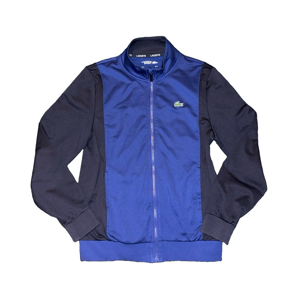 Men's Lacoste Sport Resistant Bicolor Piqué Zip Sweatshirt Size Medium Navy Blue